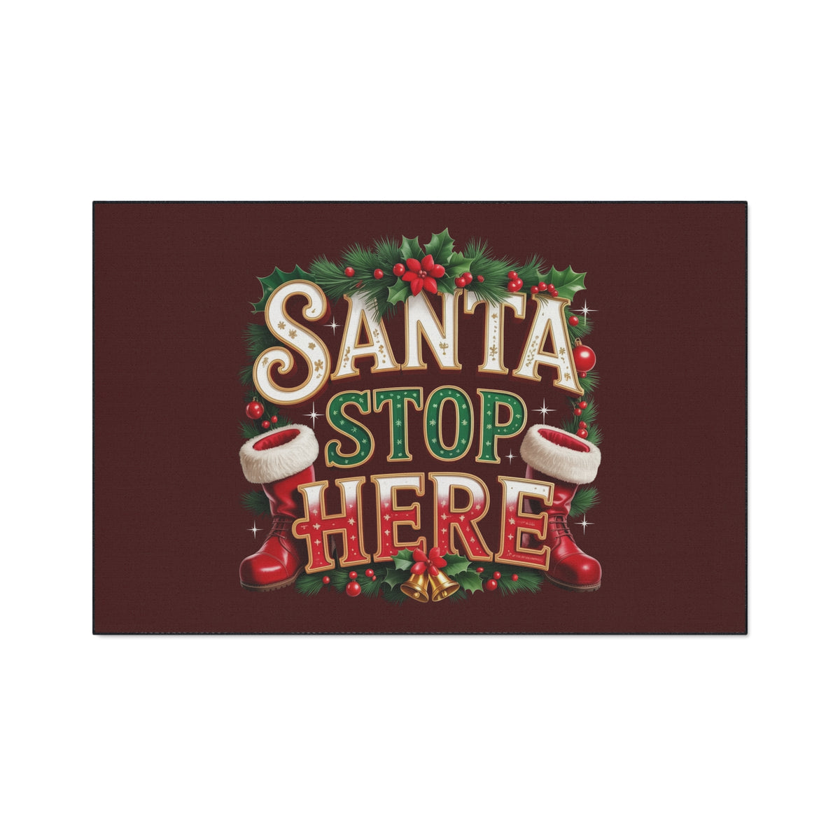Santa Stop Here Heavy-Duty Floor Mat — Holiday Welcome Door Mat