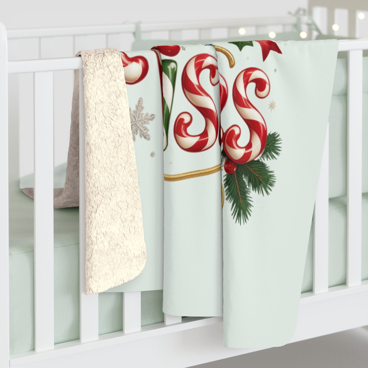 Candy Cane Wishes Sherpa Fleece Blanket — Cozy Christmas Holiday Throw