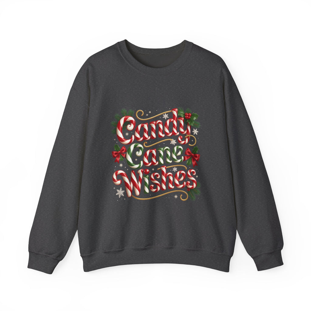 Crewneck Sweatshirt — "Candy Cane Wishes" Christmas Holiday Sweater