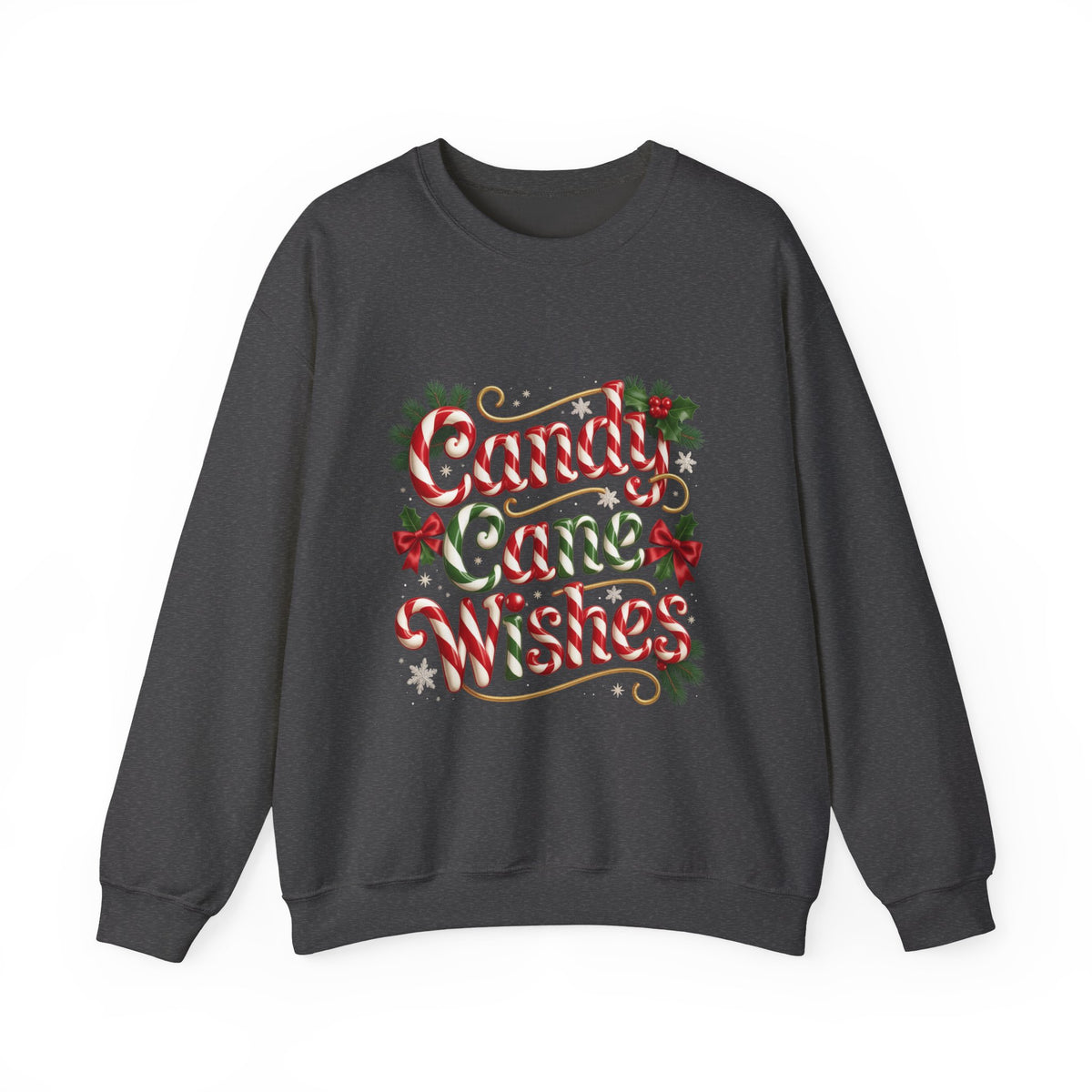Crewneck Sweatshirt — "Candy Cane Wishes" Christmas Holiday Sweater