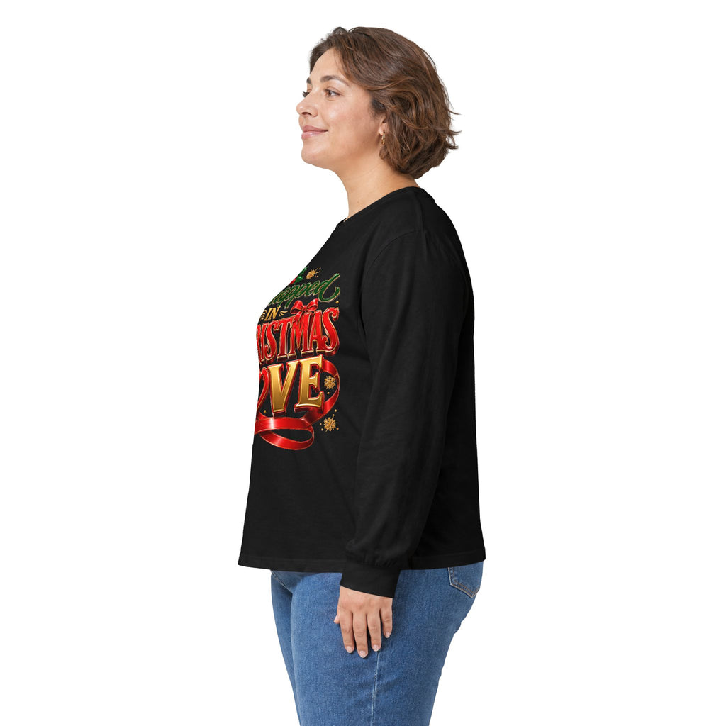 Long Sleeve Tee — "Wrapped in Christmas Love" Holiday Graphic Shirt