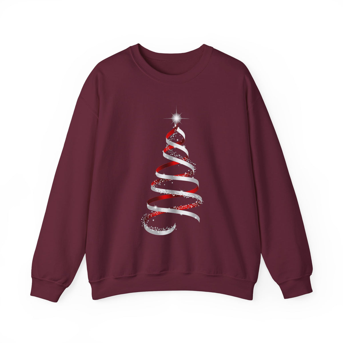 Minimal Red Ribbon Christmas Tree Sweatshirt