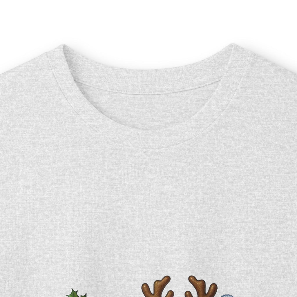 Long Sleeve Tee - Christmas Pickle Family with Santa Hat & Reindeer Holiday Design
