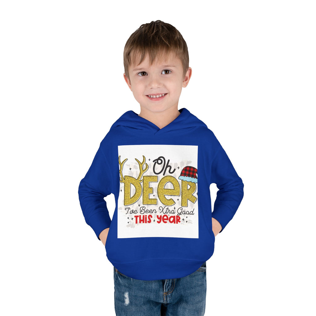 Toddler Hoodie — "Oh Deer I've Been Extra Good This Year" Christmas Pullover