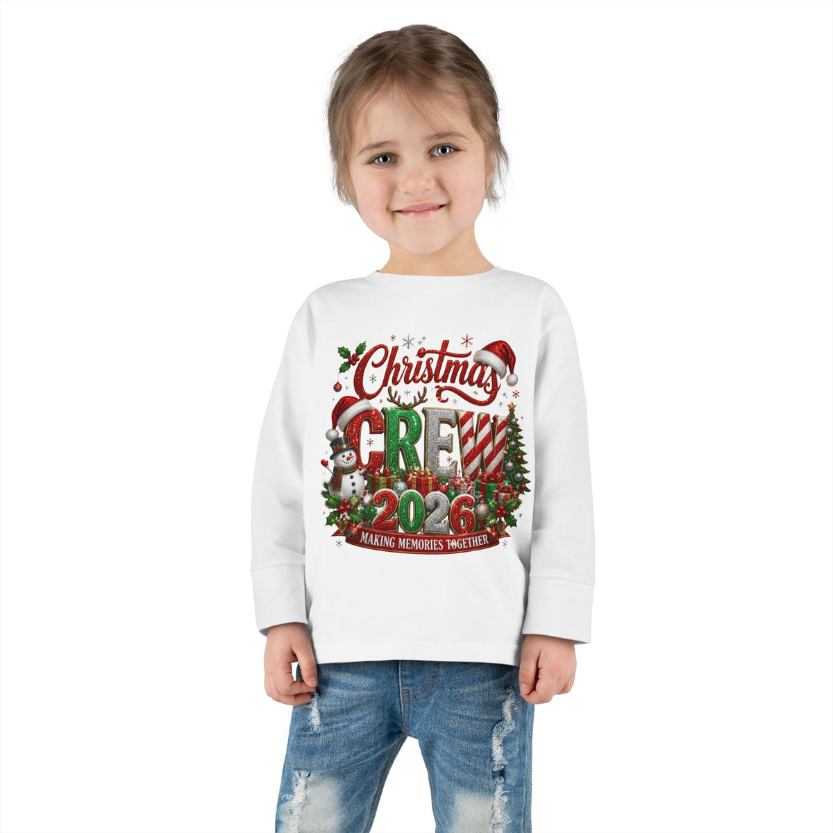 Toddler Long Sleeve Tee — "Christmas Crew 2026" Holiday Shirt