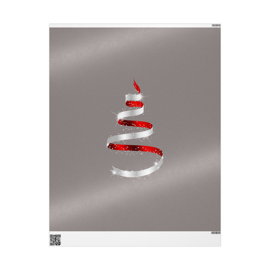 Christmas Tree Stripe Wrapping Paper Roll — Minimal Red & White Holiday Gift Wrap