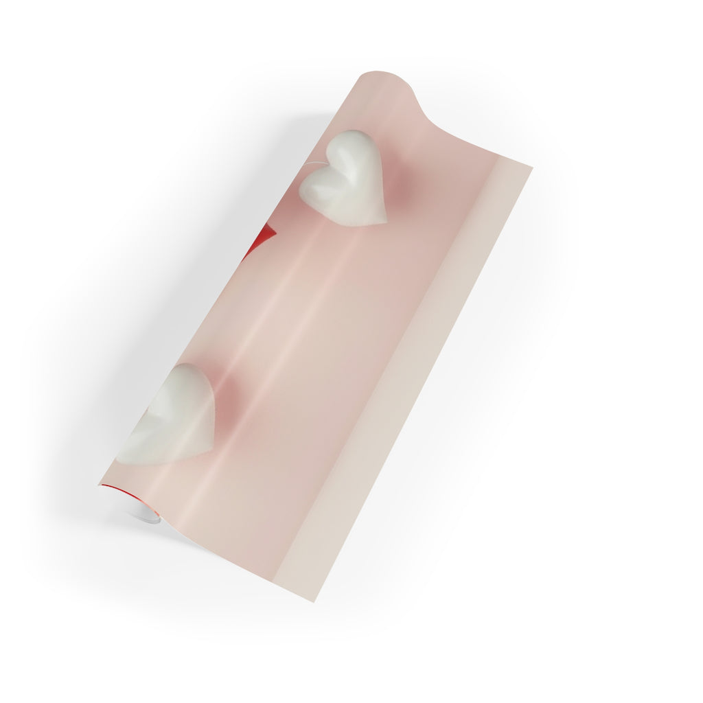 Valentine Heart Hanging Gift Wrap Roll — Romantic Red & White Wrapping Paper