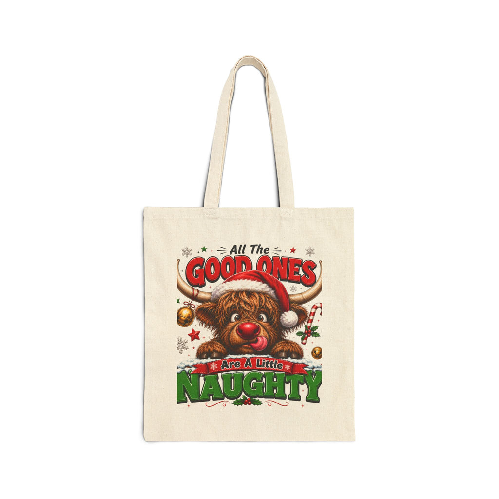Christmas Reindeer Tote Bag - "All The Good Ones Are A Little Naughty" Holiday Canvas Tote