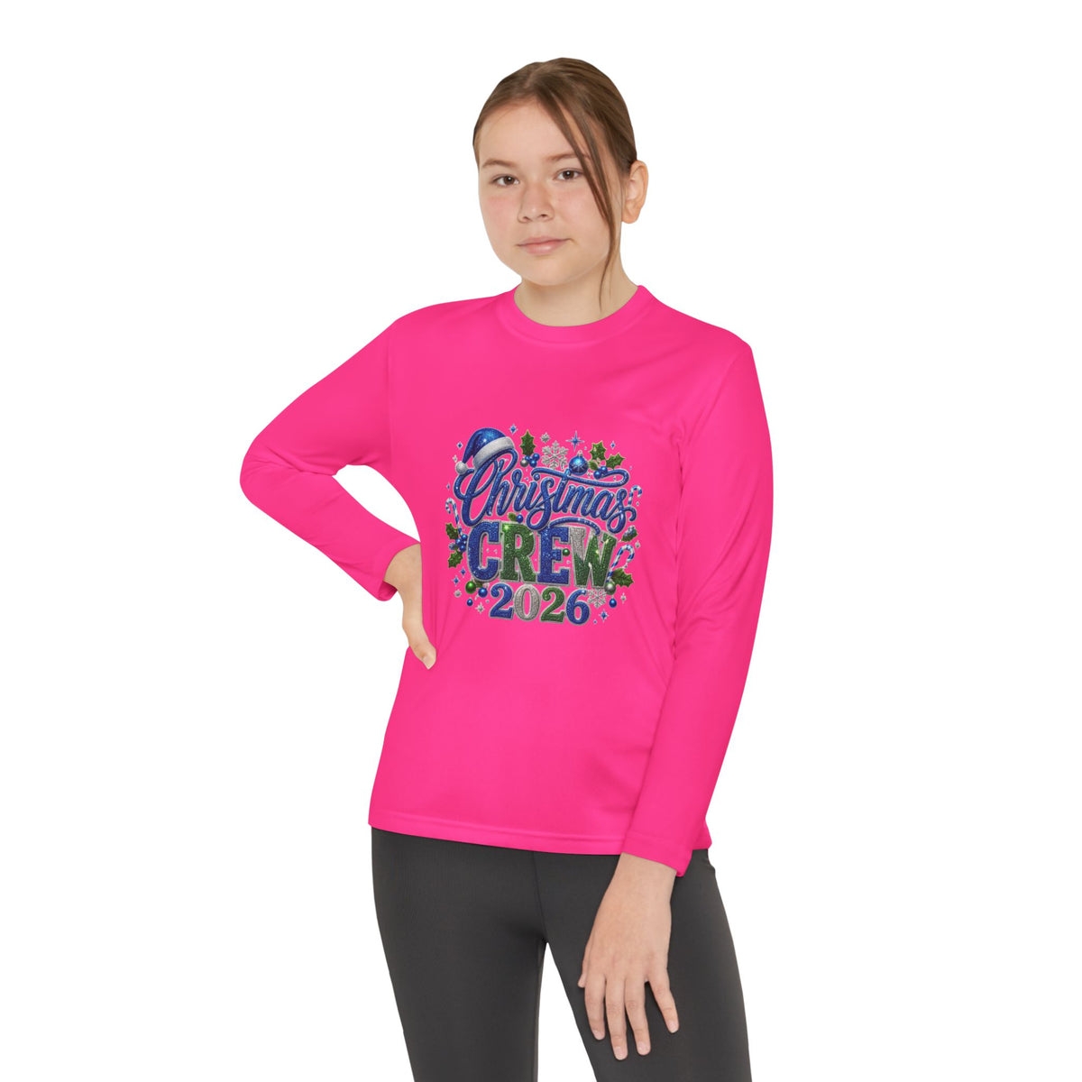 Youth Long Sleeve Tee — "Christmas Crew 2026" Holiday Shirt