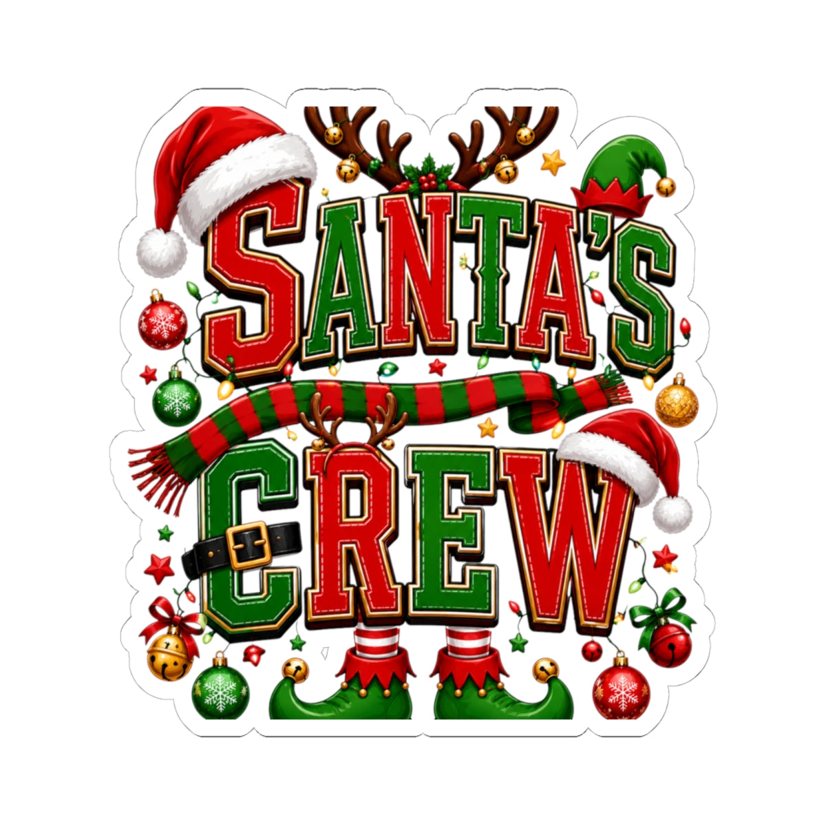 Santa’s Crew Christmas Sticker — Festive Kiss-Cut Holiday Decal