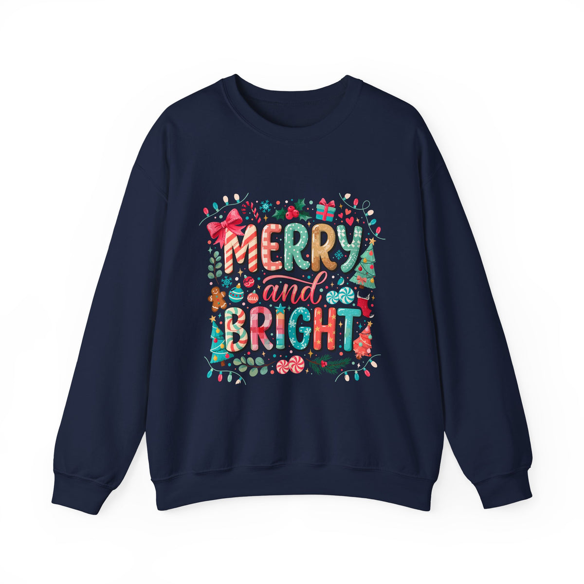 Merry and Bright Sweatshirt — Christmas Holiday Crewneck