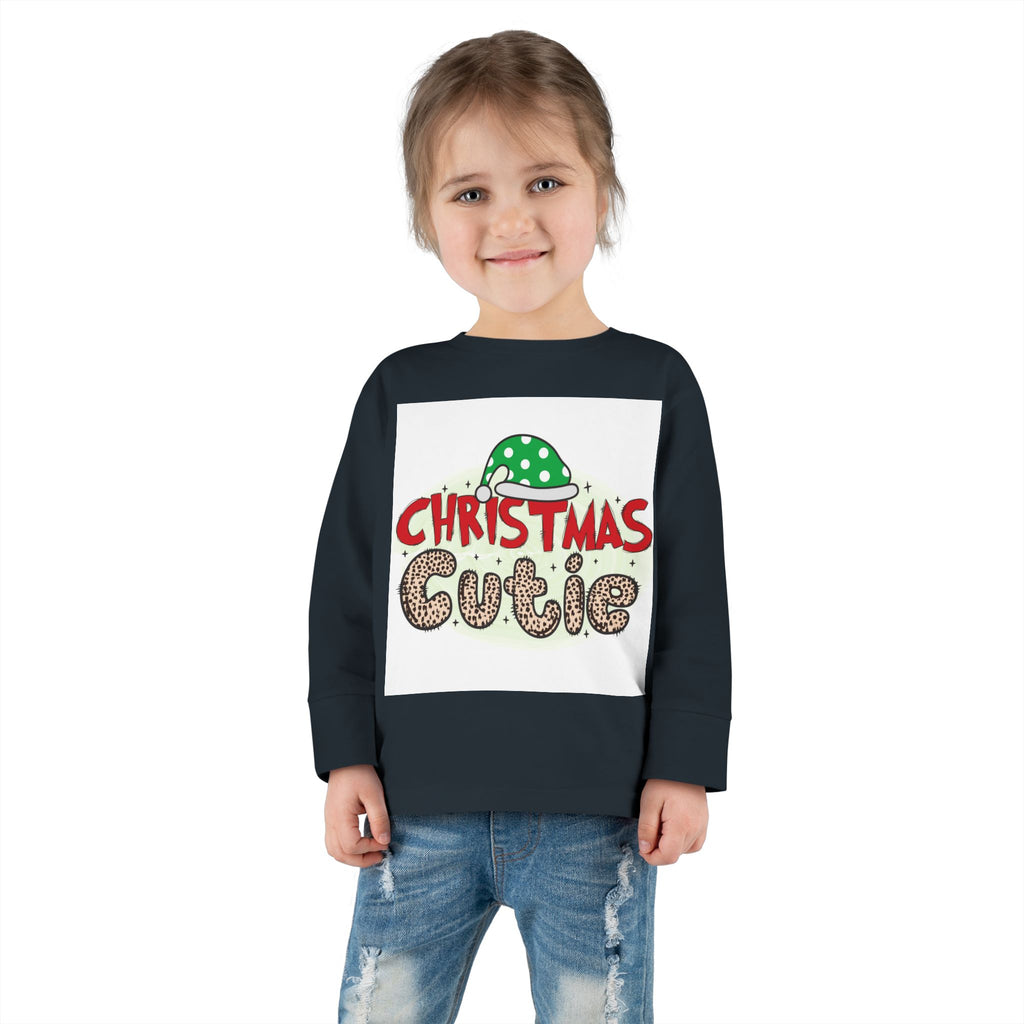 Toddler Long Sleeve Tee — "Christmas Cutie" Holiday Shirt