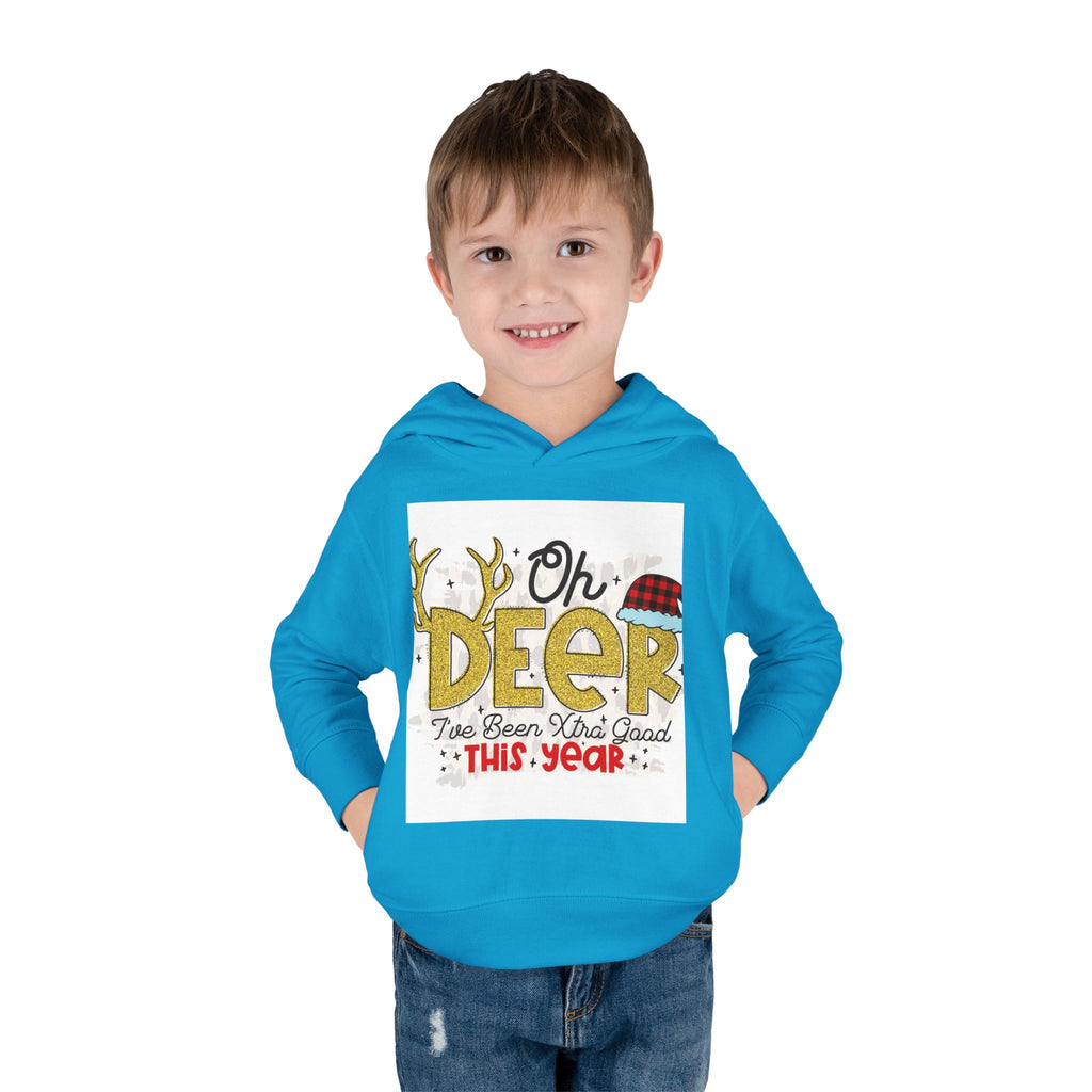 Toddler Hoodie — "Oh Deer I've Been Extra Good This Year" Christmas Pullover
