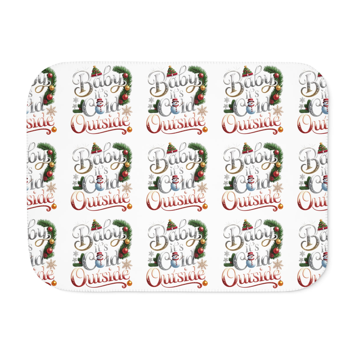 Christmas Cozy Sherpa Blanket – "Busy Being Festive" Holiday Throw