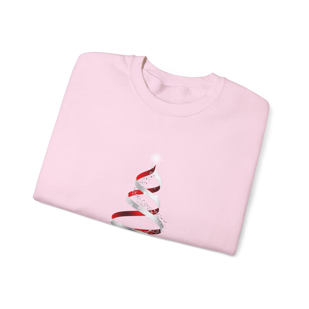 Minimal Red Ribbon Christmas Tree Sweatshirt