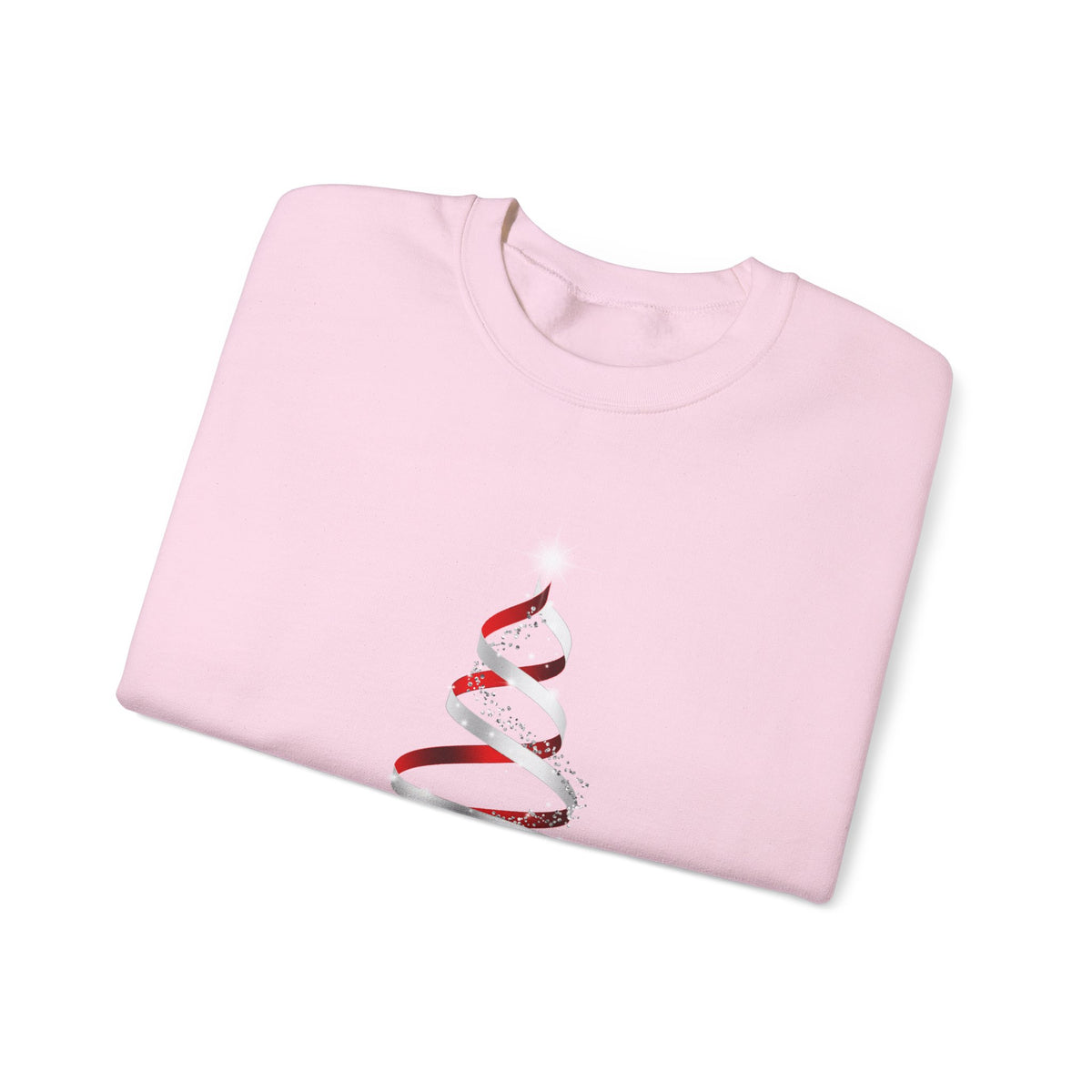 Minimal Red Ribbon Christmas Tree Sweatshirt