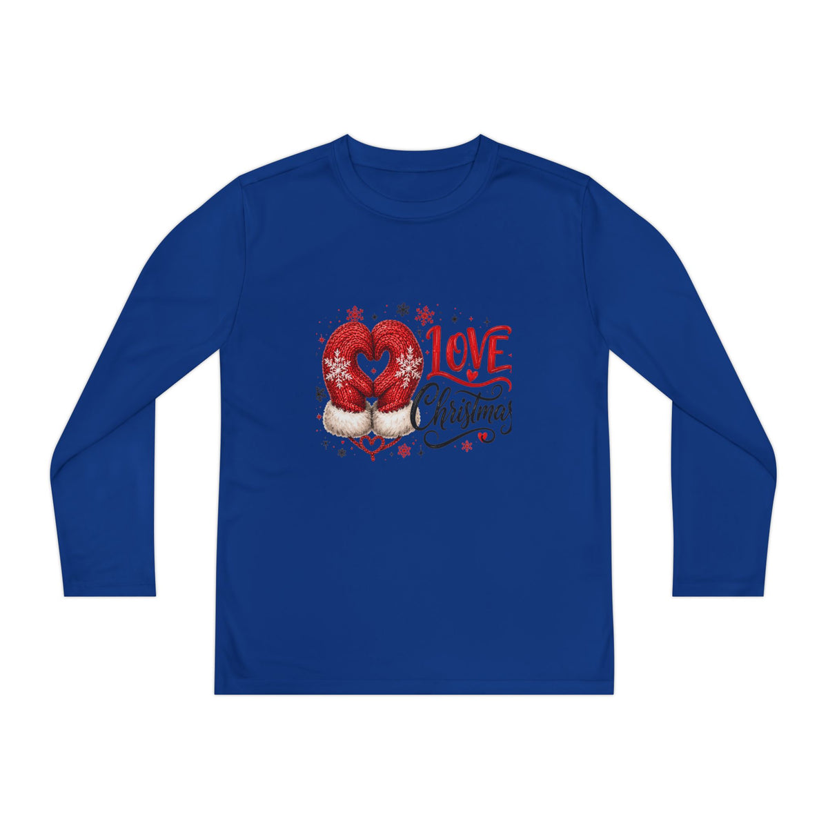 Youth Long Sleeve Tee - "Love Christmas" Festive Heart Gnome Design