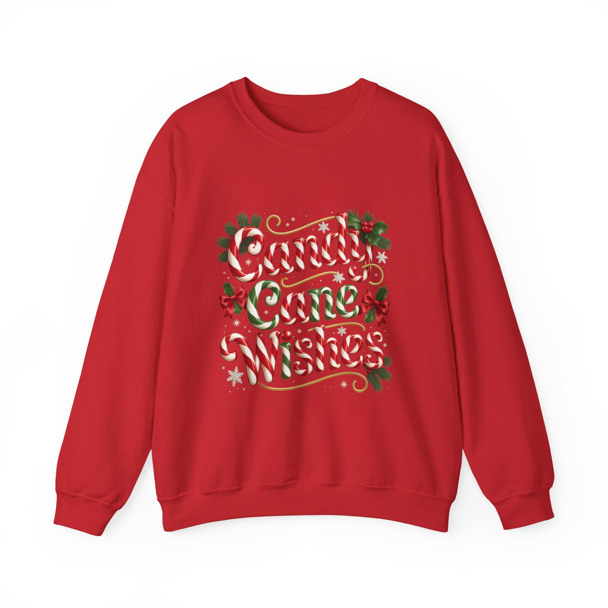 Crewneck Sweatshirt — "Candy Cane Wishes" Christmas Holiday Sweater