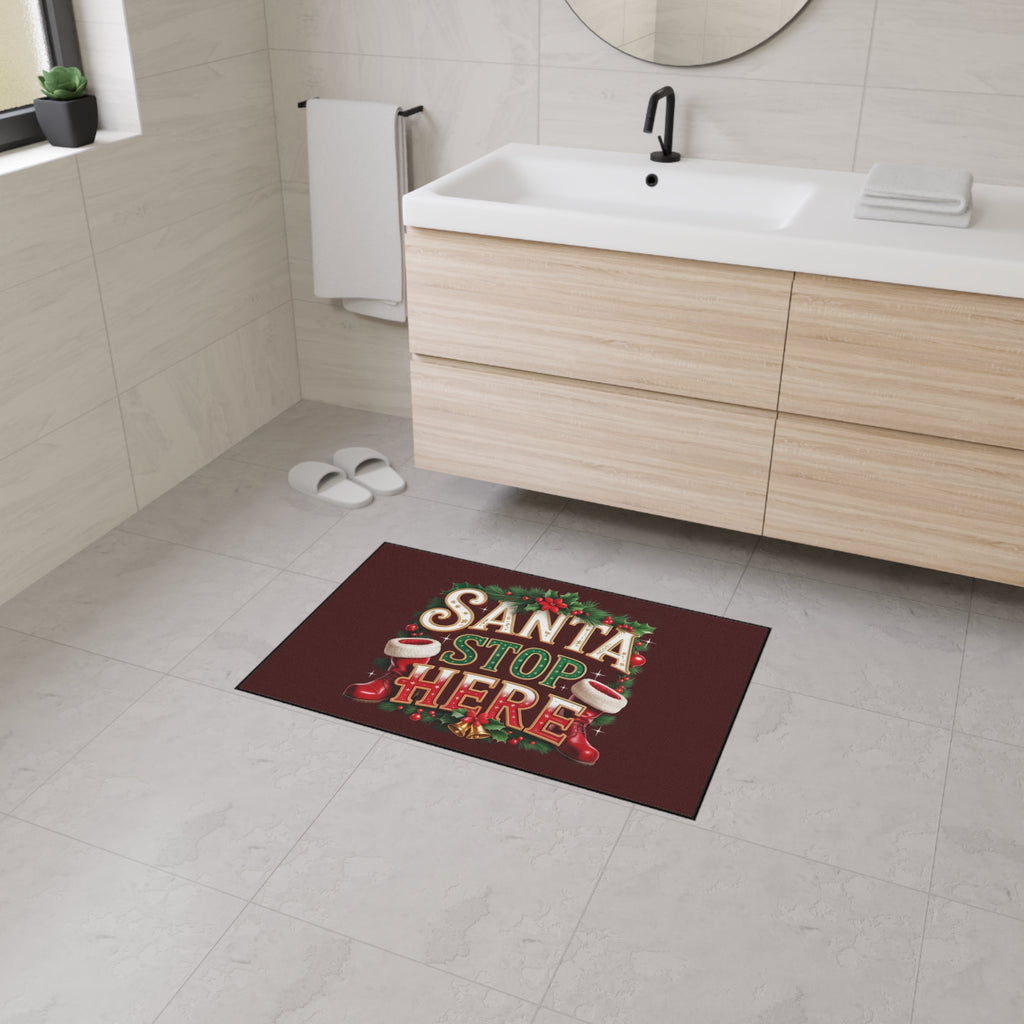Santa Stop Here Heavy-Duty Floor Mat — Holiday Welcome Door Mat