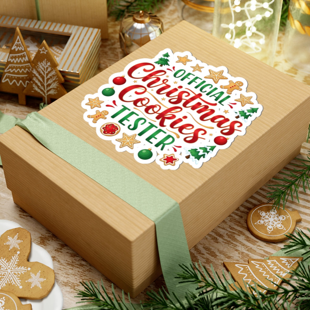 Official Christmas Cookies Tester Sticker - Festive Holiday Kiss-Cut Decal