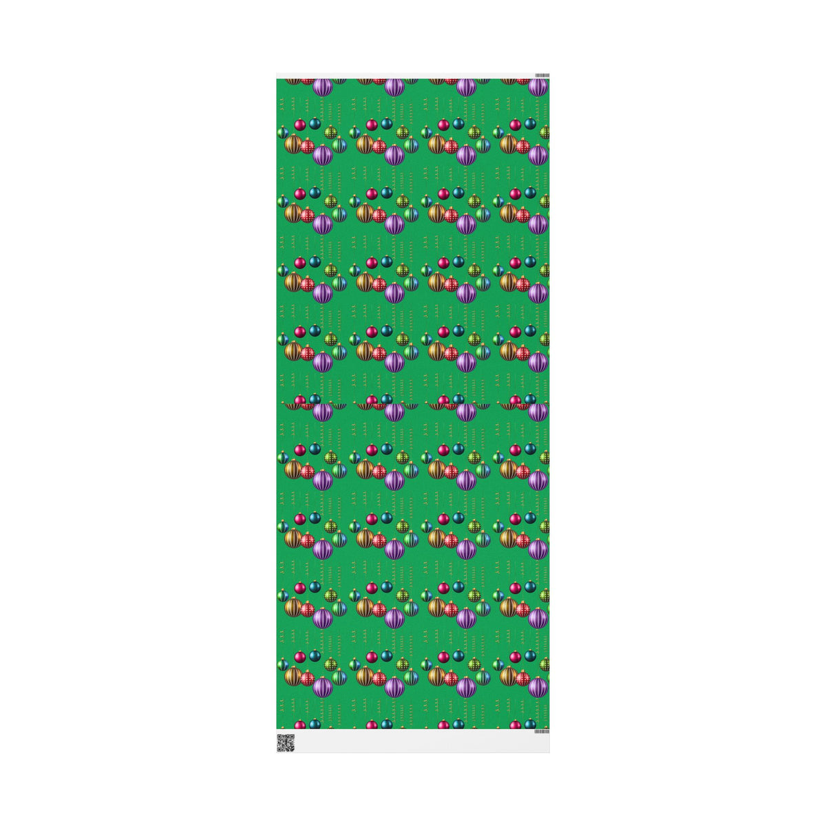 Christmas Ornament Wrapping Paper - Green Holiday Gift Wrap with Vintage Baubles