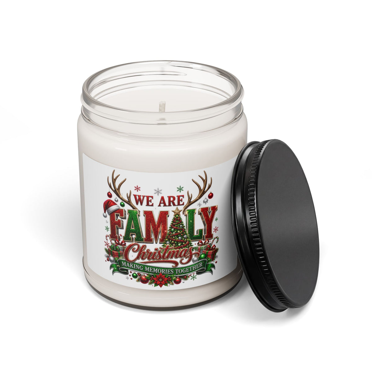 Christmas Family Scented Soy Candle – 9oz Holiday Tree & Ornament Fragrance