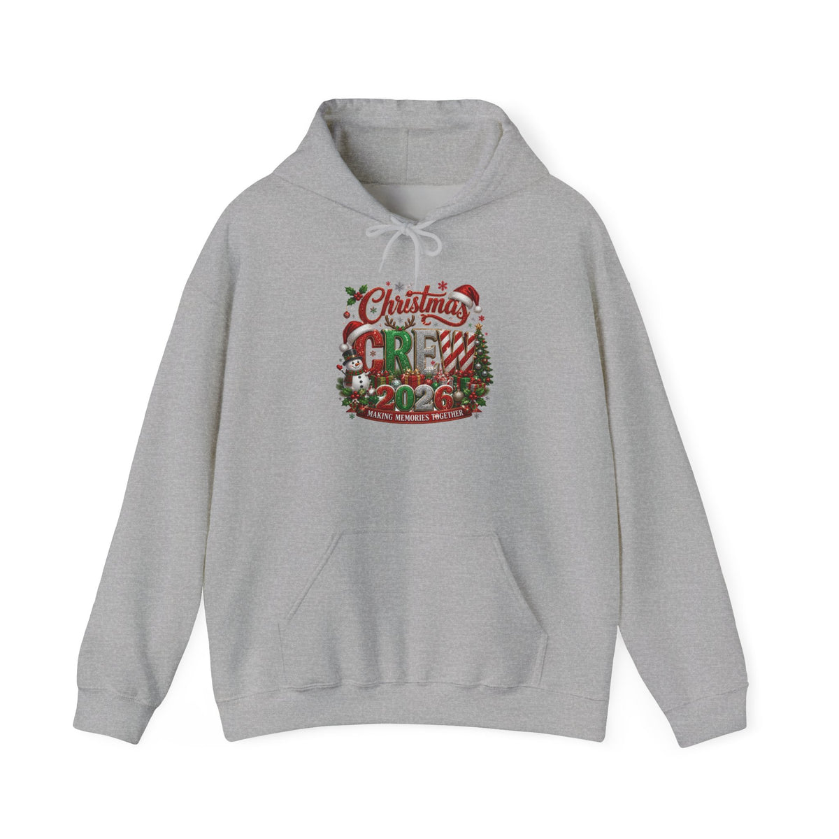 Christmas Crew Hoodie - Festive Pinecone & Wreath Holiday Sweatshirt