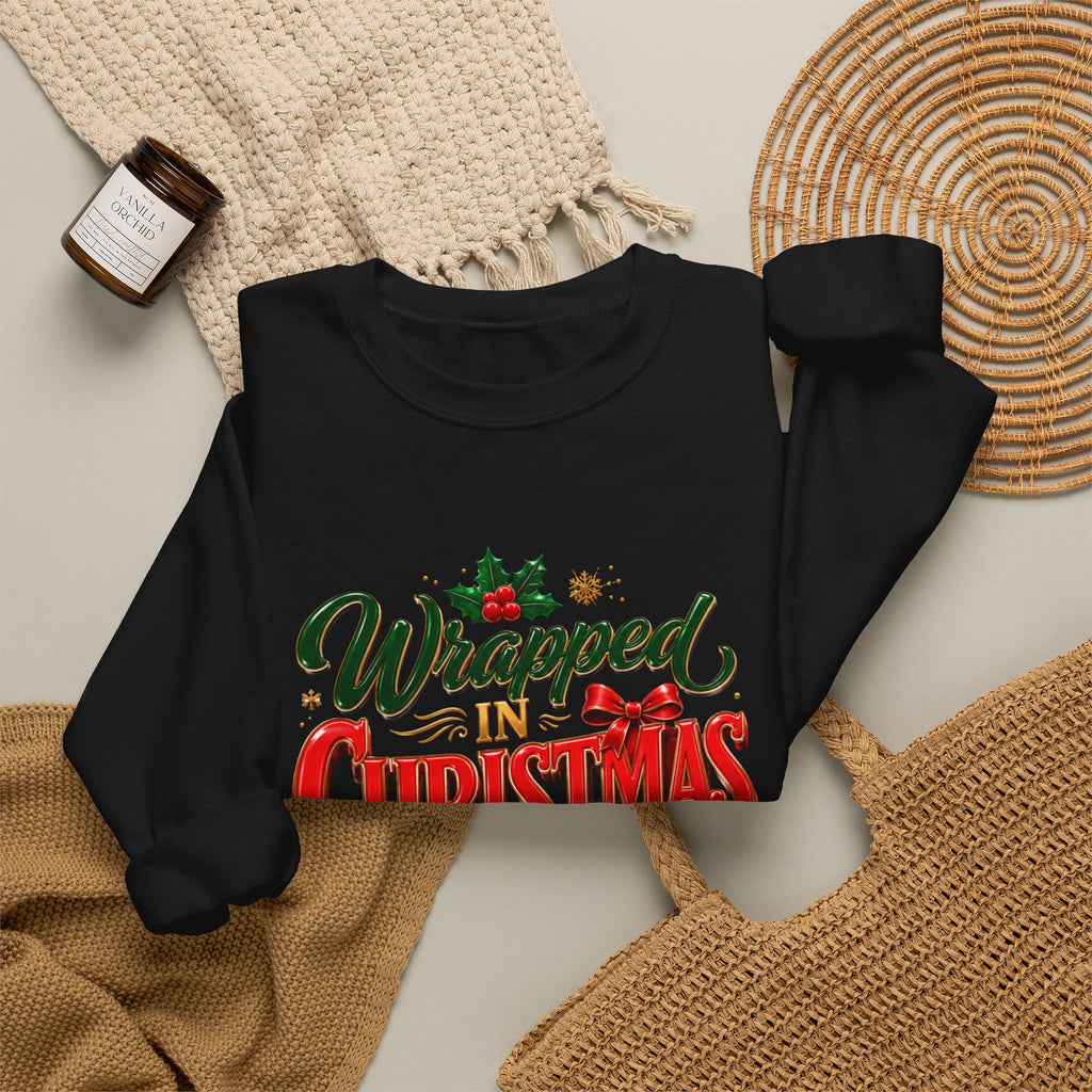 Christmas Sweatshirt — "Wrapped in Christmas Love" Festive Holiday Crewneck