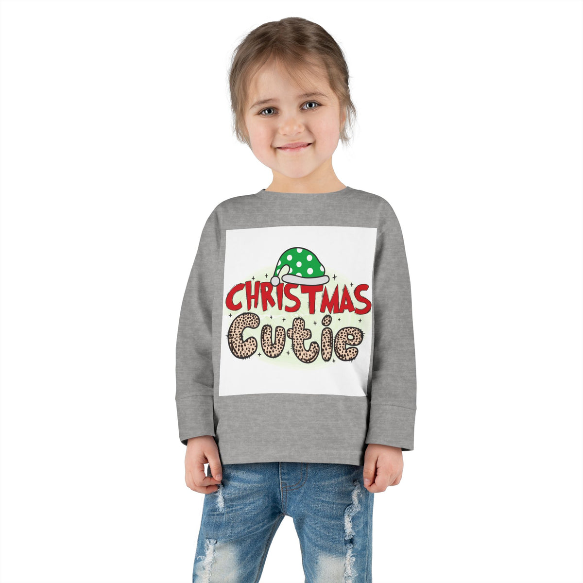 Toddler Long Sleeve Tee — "Christmas Cutie" Holiday Shirt