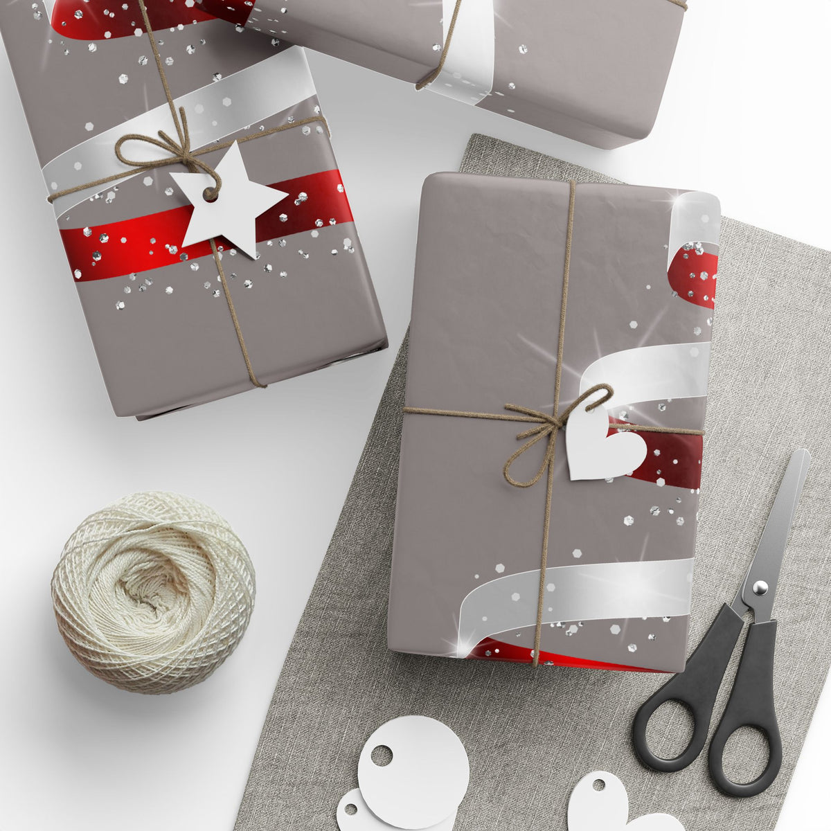 Christmas Tree Stripe Wrapping Paper Roll — Minimal Red & White Holiday Gift Wrap