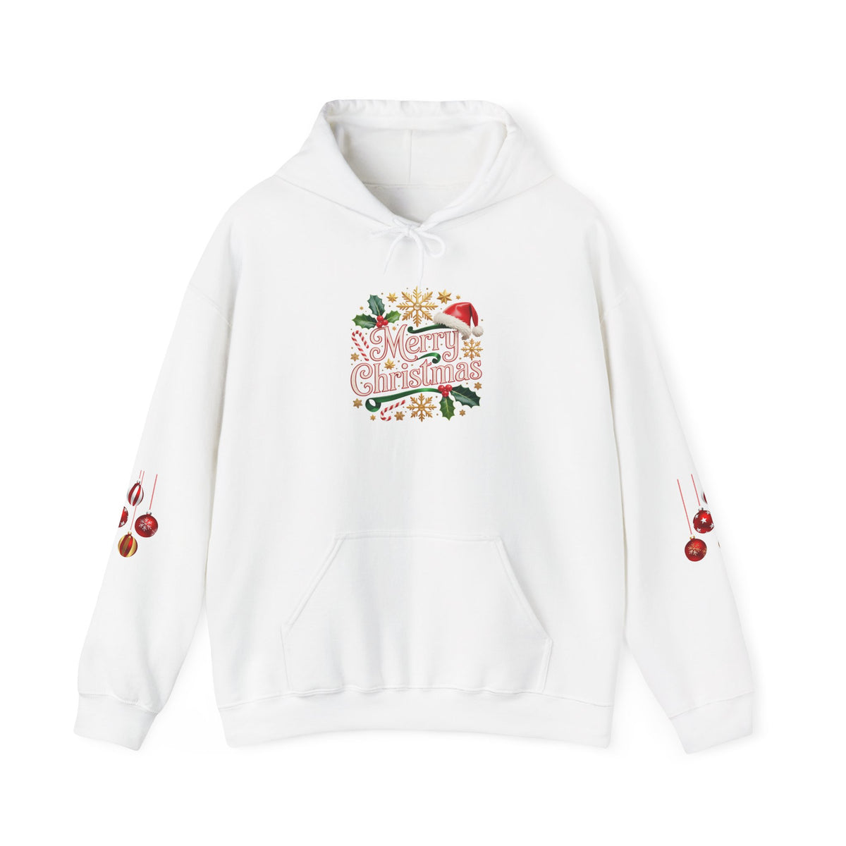 Christmas Hoodie - 'Merry Christmas' Festive Holiday Santa Hat & Holly Pullover