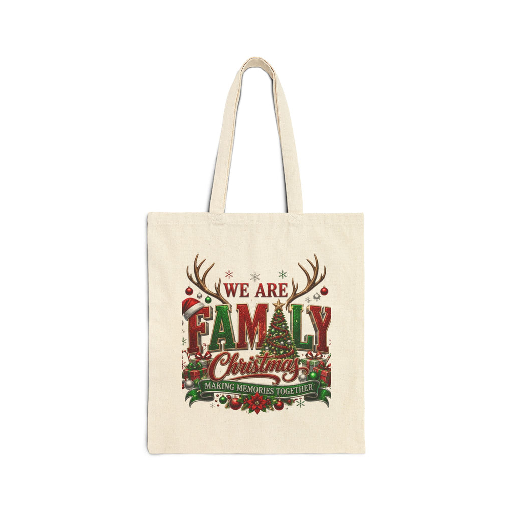 Christmas Family Tote Bag — "We Are Family" Holiday Canvas Gift Tote