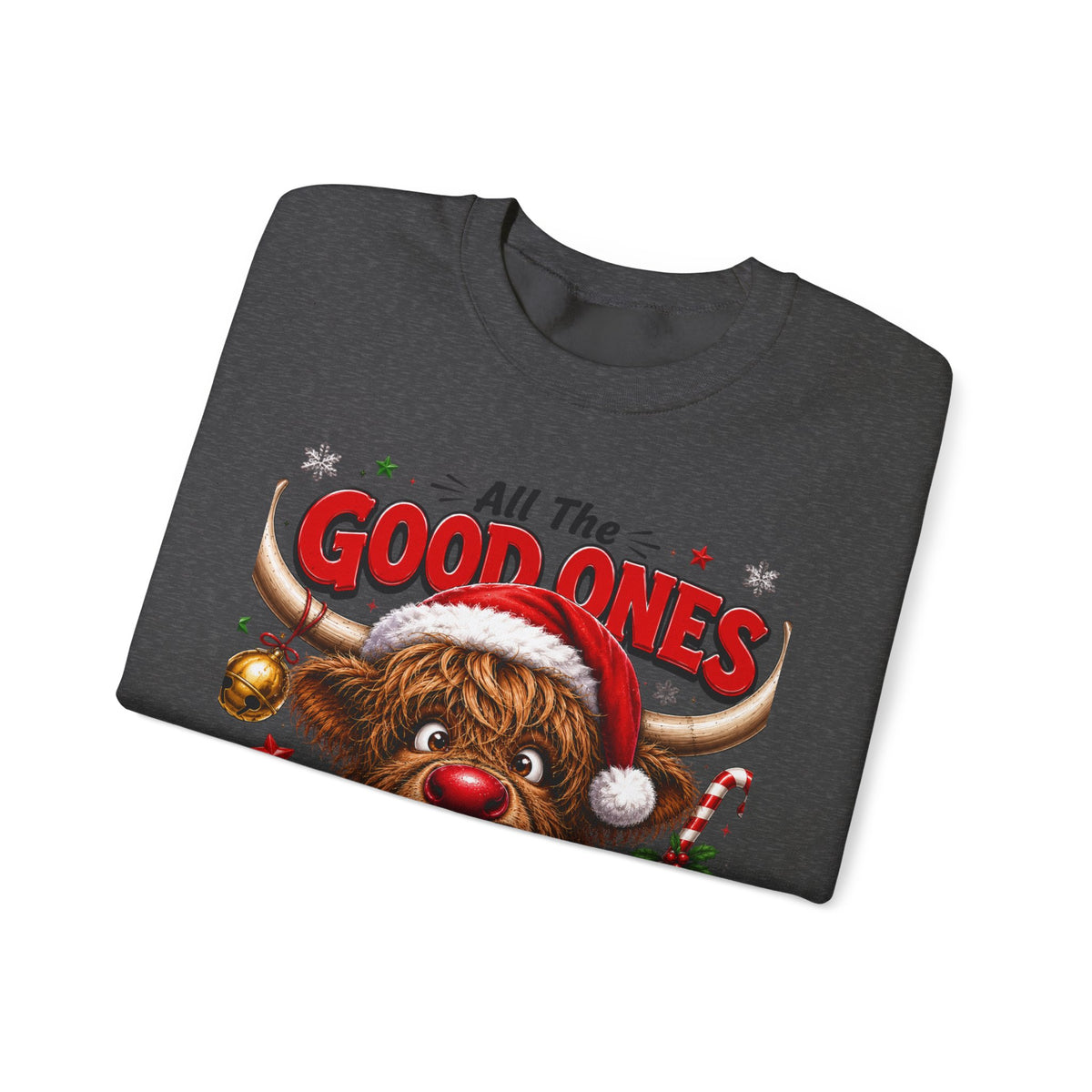 Naughty Highland Cow Christmas Sweatshirt – "All the Good Ones Are a Little Naughty"