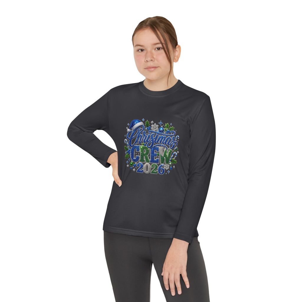 Youth Long Sleeve Tee — "Christmas Crew 2026" Holiday Shirt