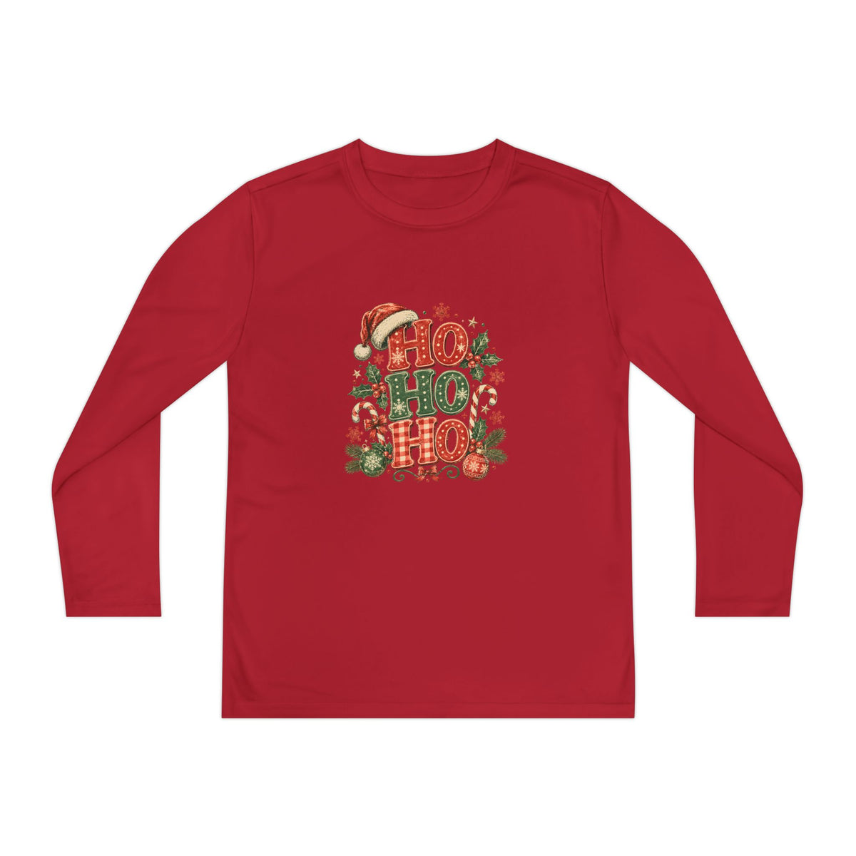 Kids Christmas Long Sleeve Tee — 'Ho Ho Ho' Holiday Graphic